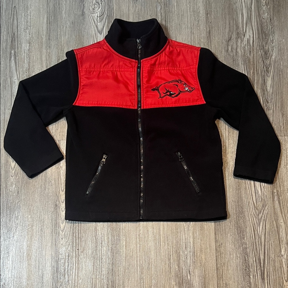 Red and Black Zip-Up Jacket-Size 8